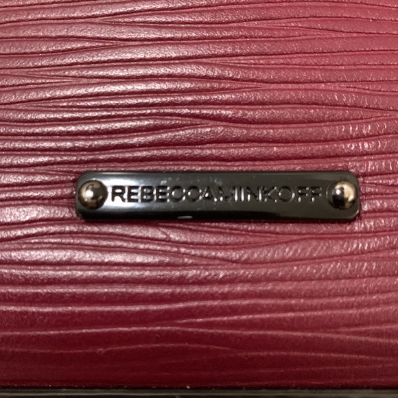 Rebecca Minkoff Embossed Burgundy Leather Crossbody Bag with Black Chain - Picture 3 of 4